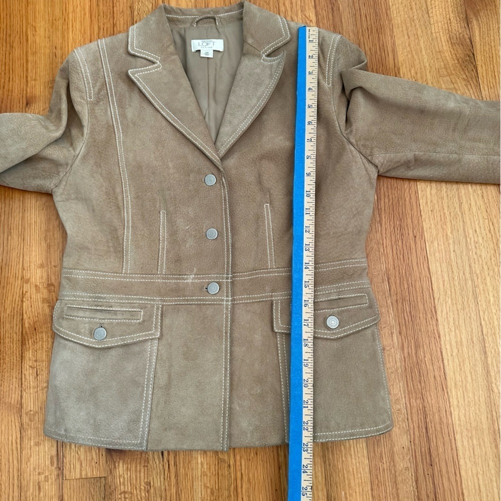 Ann Taylor By Loft Women’s 100% Leather Jacket Tan With Pockets, Lined Size 12P - Picture 6 of 13